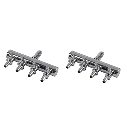FOMIYES 2pcs 4 8 Aquarium Air Pump Lever 4 Outlets Distributor Stainless Steel Silver