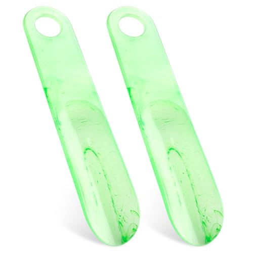 Teepacioka Kunststoff Schuhlöffel 2er-Pack Shoe Horn 18 7 cm Lang Mini Schuhanzieher Kurzer Schuhhelfer mit Wandhalterung - Jadegrün