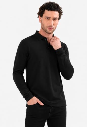 Image of Men's Full Sleeve Polo T-Shirt | Soft & Comfortable Fabric | Breathable | Quick Dry | Stretchable | Lightweight | Wrinkle Resistant | Skin Friendly | Durable