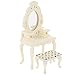 Cabilock Casa de muñecas - Dressing - Juego de taburetes de mesa 1: 12 miniaturas - Mesa y silla Pretend Play Vanity Set con espejo en miniatura dormitorio muebles accesorios para casa de muñecas