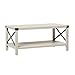 Walker Edison Furniture Company Rustic Modern Farmhouse Metal and Wood Rectangle Accent Coffee Table Living Room Ottoman Storage Shelf, 40 Inch, Stone Grey