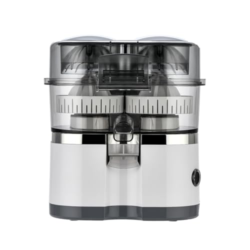 Exprimidor de Cítricos Eléctricos de Doble Cabeza, Exprimidor de Cítricos Eléctricos con Cable de Alimentación y Cepillo de Limpieza Cortador Incorporado 1 Botón Máquina Automática de Exprimido White