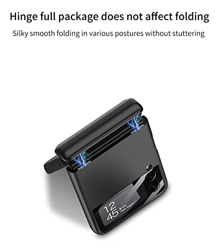 Image of Midkart Polycarbonate, Tempered Glass Automatic Recovery Magnetic Hinge Protection Cover Compatible for Samsung Galaxy Z Flip 3 Hard PC Thin Case 360-degree Protective Cover, Black
