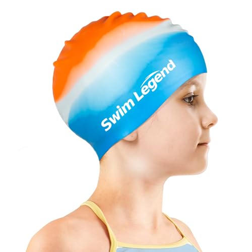 Badekappe für Kinder, Silikon wasserdichte Schwimmhaube, wasserdichte Badekappe für Mädchen, Jungen,Kinder,Teenager mit Langes Haar (G03)
