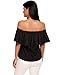 Sherosa Women's Casual Strapless Shirts Short Sleeve Crop Tops (L, Black)