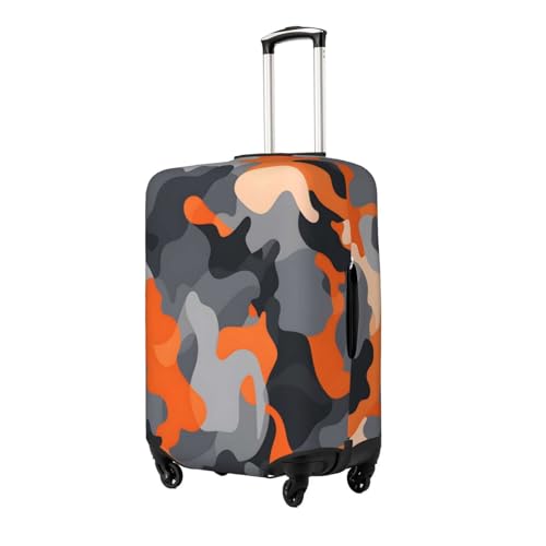 Orange Grey Camo Camouflage Travel Luggage Cover Elastic Suitcase Covers Washable Anti Scratch Luggage Dust Covers Protector, Fits 29-32 inch Luggage, XL2