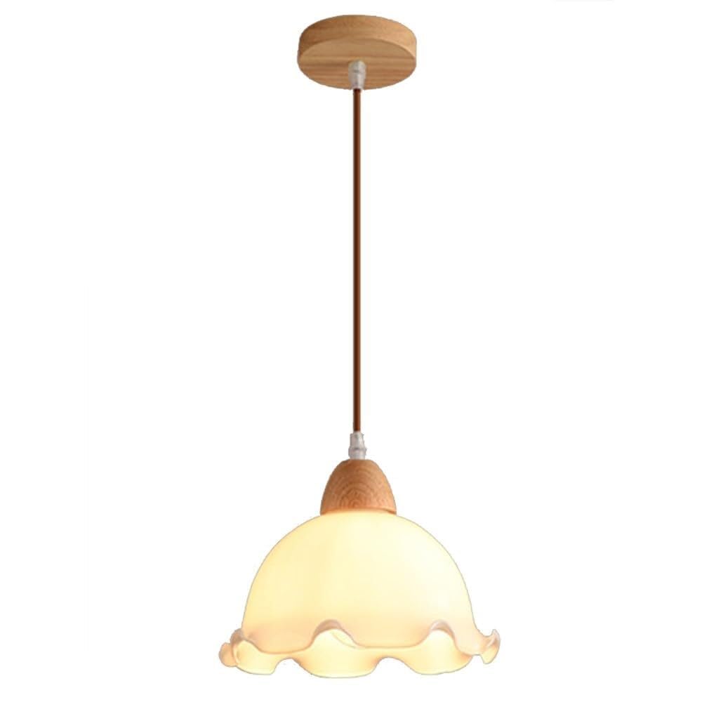 SYAXVOM Mid-Century Flower Shape Glass Pendant Light Fixture - Vintage Chandelier for Living Room, Dining, and Farmhouse Kitchen