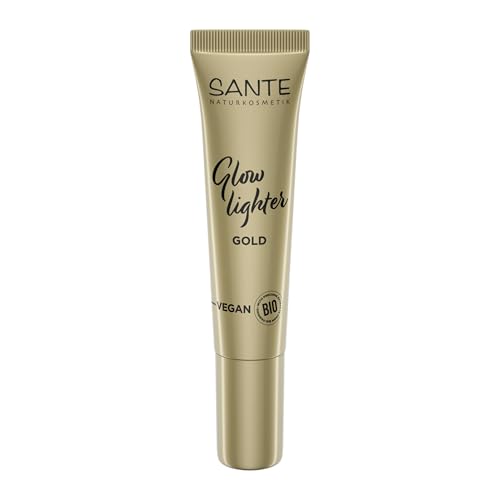 SANTE Naturkosmetik Liquid Highlighter - 01 Gold - 15 ml - flüssiger Glow mit Vitamin E & Bio-Aloe Vera - für strahlende Akzente & natürlichen Shimmer - vegan