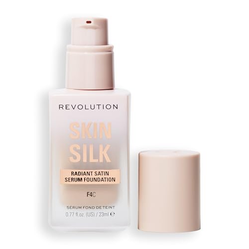 Image of Revolution Skin Silk Radiant Satin Serum Foundation, F4C Light Skin Tones | Buildable Coverage, Hydrating Hyaluronic Acid for a Natural Finish, Vegan & Cruelty-Free, 0.77 fl oz
