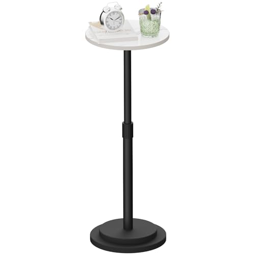 GUOHNHE Table d’appoint, Hauteur Réglable Bout de Canapé, Tables Basse, Montage Facile, Style Industriel, pour Salon, Chambre, Balcon, Paquet de 1, Blanc,...