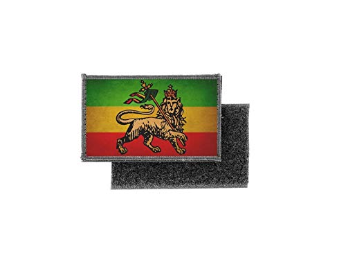Akachafactory Toppa Bandiera Etiopia Leone – Patch Vintage Ricamata Con Bordo Nero – 5x8 Cm