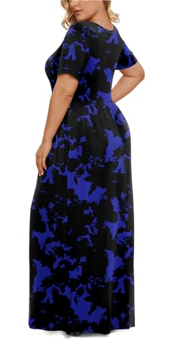 Image of LONGYUAN Women's Plus Size Maxi Dresses Summer Short Sleeve Casual Long Dress 2026 XL-6XL