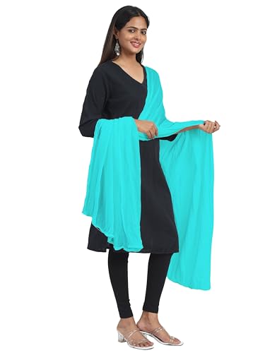 Image of Miraan Solid Pure Cotton Dupatta with Pom Pom Border, 2.25 meters length (DUPCOTTON)