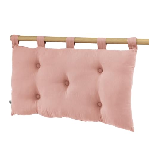 Coussin de tête de lit Gaia - matelassée avec 5 Boutons - 50 x 80 cm - Tissu Gaze de Coton - matelassage Fibre Polyester - supendue par 5 Passants - Coloris...