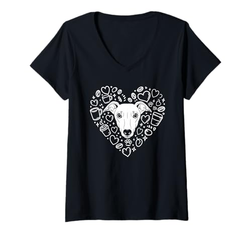 Mujer Drawing Art Whippet Coffee Whippets Camiseta Cuello V