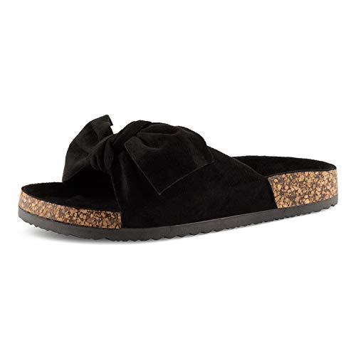 Fusskleidung Damen Zehentrenner Pantoletten Sandalen Sandaletten Schleifen Schlappen Schwarz EU 38