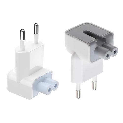 2 Pcs Mac European Plug Adapter, Europe Travel Mac DuckHead Power Adapter/Charger/Converter EU Wall Plug Duck Head Replace for A-pple MacBook/Mac i-Book/i-Phone/i-Pad etc