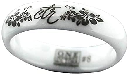 J128 Sizes 5-10 Heavenly Flower White Ceramic Choose The Right Ring Mormon LDS CTR