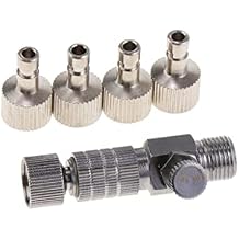 Air Brush Quick Release Disconnect Coupler & Plug with Pressure Control - Silver Metal 1/8 Hose Connections Fitting for Compressor Airbrush, Adjustable Air Pressure for Easy