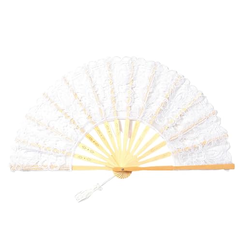 中国製折りたたみ扇風機 ポータブルダンス小道具 パーティーブライダルパフォーマンス用 ホワイト 白