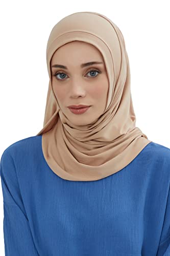 Aisha's Design Jersey Shawl for Women Instant 95% Cotton Modesty Turban Cap Hat Head Wrap Cotton Scarf