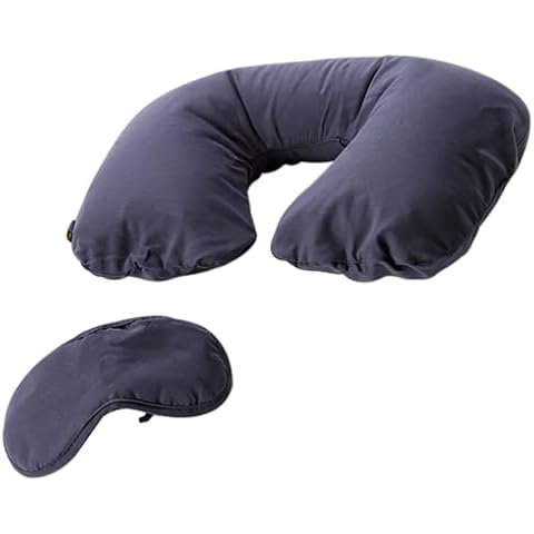 Travel Blue Inflatable Travel Neck Pillow and Eye Mask Sleep Set for Adults and Kids Travel Accessory for Relaxing Comfort Pain Relief for Flights and Car Rides Essential - Blue 223 Cover
