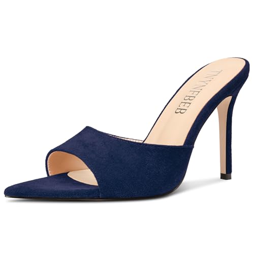 Image of TNYNFBEB Womens Stiletto High Heel Pointed Open Toe Sandals Mules Shoes Slingback Slip-on Prom Party Dress Summer 3.9 Inches Heels