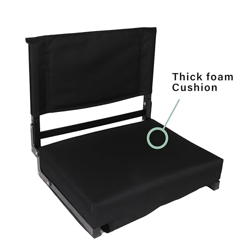 JST GAMEZ Stadium Seat with Back Support and Cushion High Back Bleacher Chair with Back and Cushion Bleacher Seat Extended Back with Shoulder Strap and Cup Holder