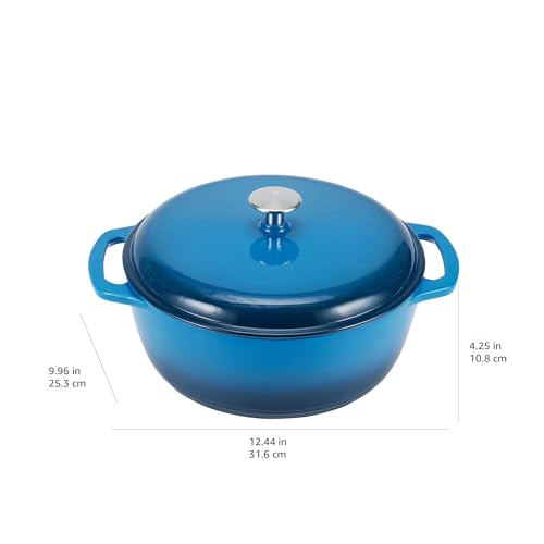 Amazon Basics Cast Iron Dutch Oven Pot with Lid, Enameled, Round, Dual Handles, Heavy-Duty, Small, 4.3-Quart, Blue - Image 5