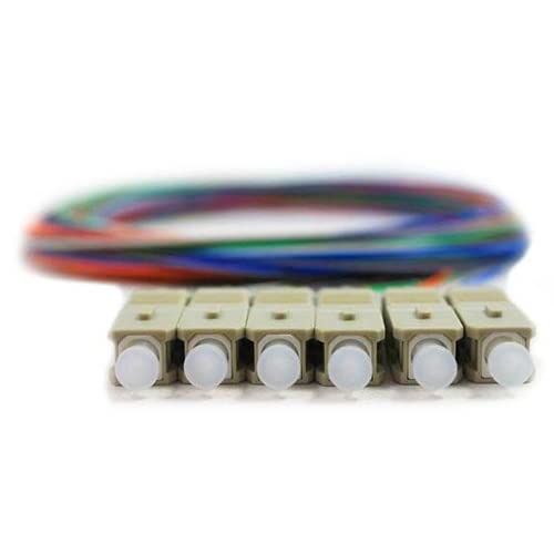 RiteAV 6 Strand Fiber Optic Pigtail, OM1-62.5/125, Multmode Beige Boot SC/PC connectors, 3 Meter