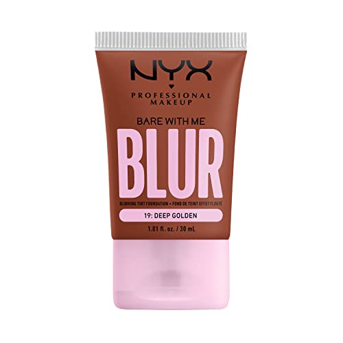 NYX Professional Makeup Fond de Teint Effet Flouté Bare With Me Blur Couvrance Moyenne Fini Naturel Niacinamide Matcha & Glycérine Hydratation Jusqu'A 12H Teinte : Deep Golden 19
