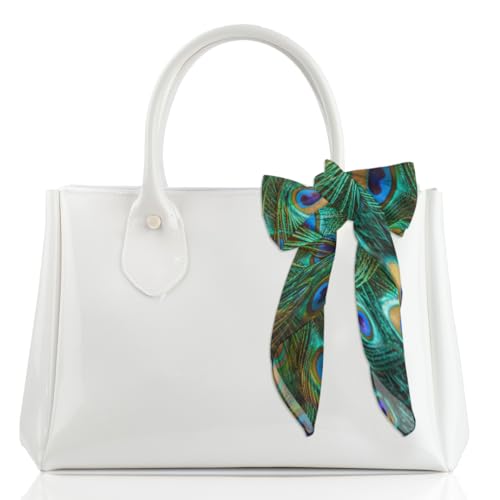 Peacock Feather Printing 23.6" Silk Like Head Scarf Fashion Square Neck Scarfs for Women Hair Scarves Gift4