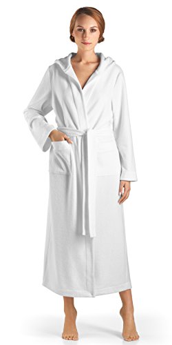 HANRO Women's Long Plush Robe with Hood, White, X-Small