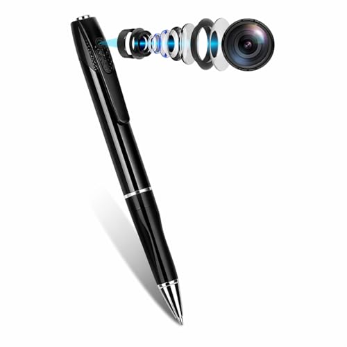 Image of W8 Pen Camera HD 1080p Video and Audio Recording, Mini Hidden Body Camera with Lens Cover, Portable Recorder with Data Cable (Metal Black)