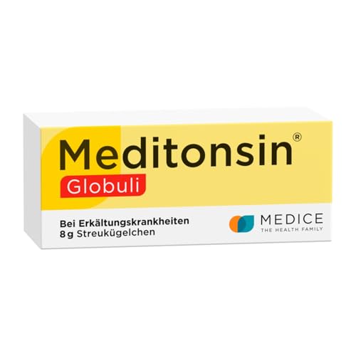 Meditonsin Globuli 8 g bei ersten Anzeichen einer Erkältung - Husten & Schnupfen - natürliches Arzneimittel - für die ganze Familie geeignet