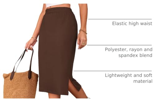 Image of Naggoo Midi Skirts for Women Summer Elastic High Waisted Side Slit Long Skirts