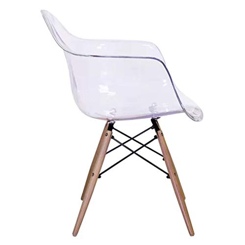 Plata Import Acrylic Bucket Dining Chair Transparent Seat with Wood Base, Acrylic Dining Side Chair, Transparent Clear Seat Strong Wood Legs, Set 2 by Plata Import - Image 5