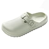 Nurse Shoes for Women and Men, Arch Support Non Slip Garden Clogs, Adjustable Buckle Mules Work Chef Sandals, Slip-On Cushion Slide Slippers (Gray Green, Adult, Women, 9.5, Numeric, US Footwear Size System, Medium)