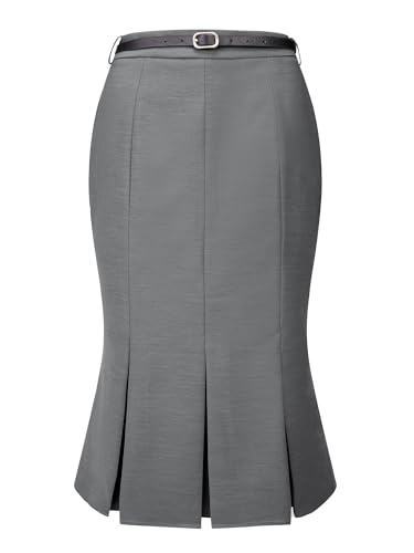 Women's Elegant Formal Skirt with Belt Knee Length Fishtail Pencil Skirt