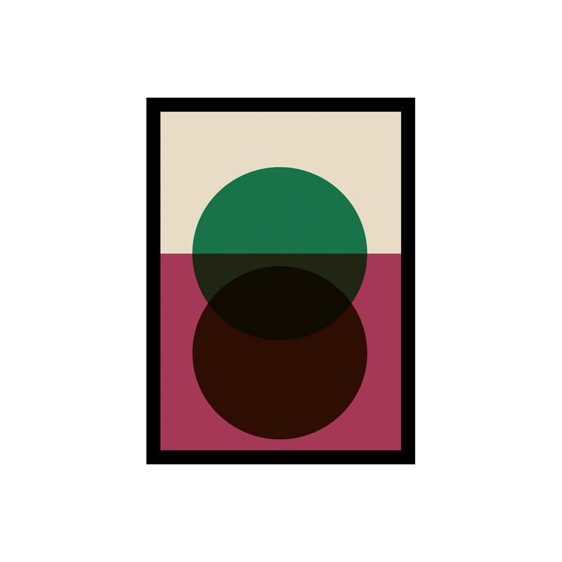 Image of BLINKART Vintage Bauhaus Retro Geometric Aesthetic Poster Gallery | Colorful Wrap Framed For Home Office Studio Living Room Modern Art Studio Decoration Abstract Shapes | (d142) | 13x10 Inch