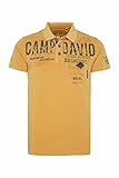 3-Knopfleiste mit Piping Camp David Herren Poloshirt aus Pikee mit Label-Applikationen