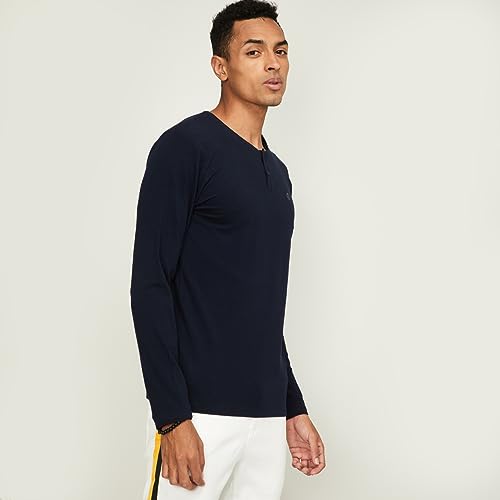 Image of Bossini Men Cotton Lycra Regular Fit Solid T Shirt