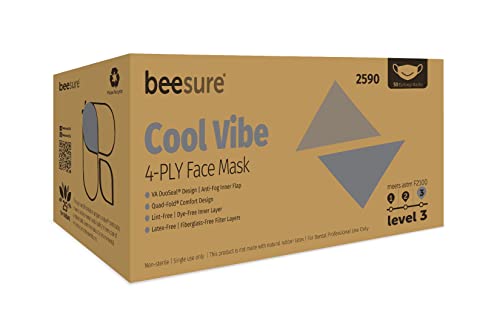 beesure be2590 cool vibe face mask grey box of 50