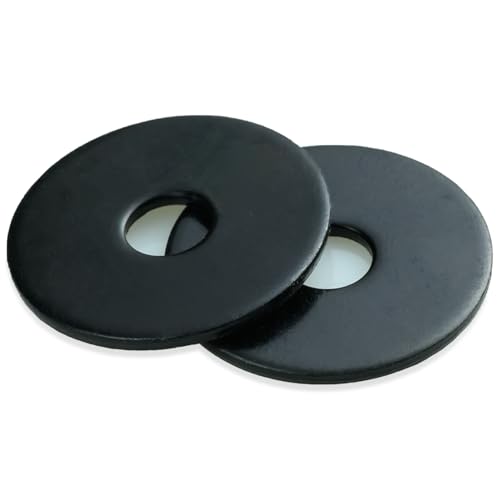 1/4 x 1 Inch 18-8(304) Stainless Steel Fender Washers, Black Zinc Plated Flat Washers for Screws and Bolts, 50 Pieces Large Repair Washers for Home and Industrial Use