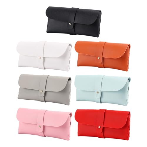 DUINIU Étui À Lunettes 7 Pièces avec Boutons À Ongles, Sac À Lunettes en Cuir Résistant Aux Rayures À La Mode, Accessoires De Voyage en Plein Air.