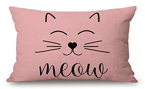 Cat Lumbar Throw Pillow Cover 12x20 Inch Decorative Bedroom Living