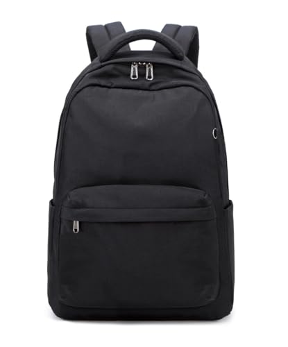 Acmebon Mädchen Klassische Schule Rucksack Solid Farbe Buch Tasche für Teenager Casual Daypack Schwarz