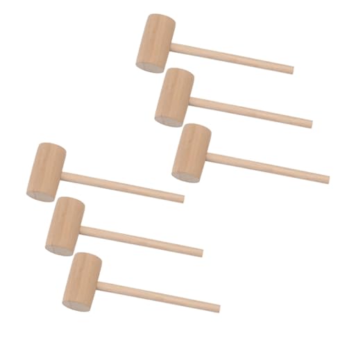 Cabilock 6pc Solid Wood Mini Hammer Food Mallet for Home Restaurant Wood Mallet Household Mini Hammer