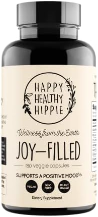 Joy-Filled Mood Support Supplement w/ St Johns Wort | Helps Calm The Mind & Body, Stress Relief Energy Supplements | 100% Plant-Based | Ashwagandha, Rhodiola, Eleuthero | Herbal Adaptogens, 180 ct