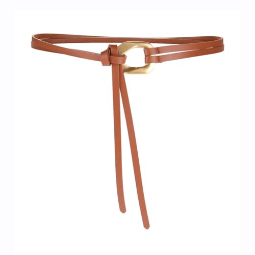 Waistband Women's Cowhide Knot Decoration With Dress Woolen Coat Waistband Suit Small Belt Women(Orange)